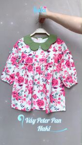 Váy bé gái hoa bèo tay cổ Peter Pan sắc màu đầm cho bé gái thô cao cấp xuất khẩu HAKI HK498 (10-26kg) đầm thiết kế bé gái váy dài tay cho bé kid dress