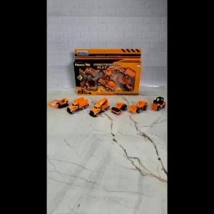 Diecast Set Miniatur Truk Excavator Beko Forklift Buldozer Molen Isi 6 Bahan Metal Alloy - Koleksi Mainan Mobil Anak Edukatif