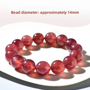 LINGFEI | Glowing Pigeon Blood Red Strawberry Quartz Crystal Bracelet 7-14mm