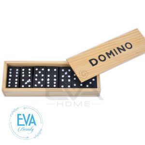 Bộ Đồ Chơi Cờ Domino Nhựa Đen Kèm Hộp Gỗ Đựng Sang Trọng