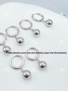 Non-Tarnishable Hypoallergenic French Style Gold Titanium Steel Solid Bead Earrings Fashionable Jewelry for Women Original Design