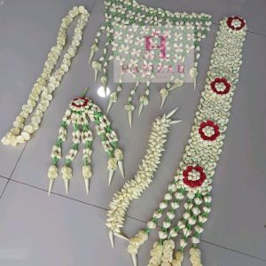 HAFIZAH Ronce Pengantin Adat Solo Putri Ceplok Merah Set Melati Adat Jawa Termasuk Bando & Kalung Sunda Panjang 80cm