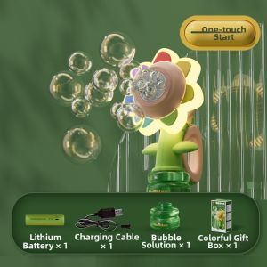 Colorful Light Dancing Sunflower Bubble Machine Toy