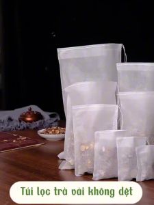 Combo 3 Túi Lọc Trà Cà Phê Thảo Dược  Túi đựng Gia vị nấu ăn mini Từ Vải Không Dệt Có Dây Rút size 8x10 Túi lọc tiện lợi