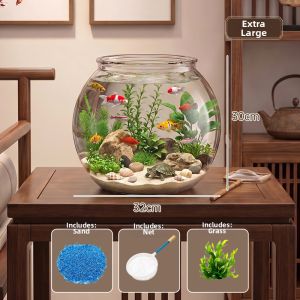 DOCOXO | Circular Small Fish Tank One-Piece Glass-Like Drop-Resistant