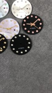 24.5mm NH05 Sunburst White Mother Pearl Ladys Watch Dial And Hand Set Diamond Indexfor 31mm NH05 Ladys Watch Parts Accessories