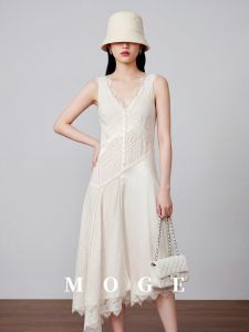 French Lace Irregular Sleeveless Vest Dress