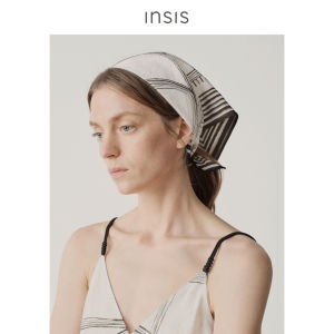 INSIS FEMME | Printed Silk Scarf Black and White Knot Design