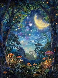HUACAN Diamond Painting Mushroom Landscape Resin Square Round Drill Mosaic 5d Forset Night Diy Rhinestones Adult Crafts