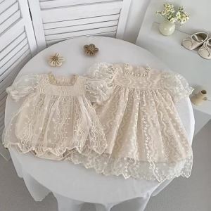 Summer Lace Baby Girls Dress Short Sleeve Dresses Weddings Kids Birthday Party Princess Dress Children Tulle Vestidos Clothes