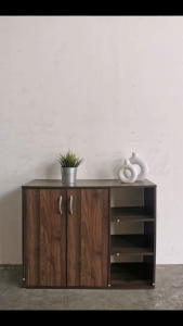 KATE Shoe Cabinet with 2 Doors & Racks - SC 8002 (White / Columbia Walnut)