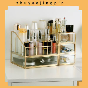 Large Capacity Glass Cosmetic Skin Care Products Storage Box New Luxury Bedroom Vanity Organizer European Style Rectangular Shape