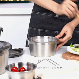Stainless Steel Round Food Containers with Lid Bento Lunch Box