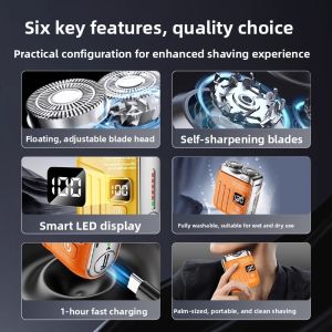 MONLEYTA | Portable Electric Shaver For Men Travel Mini No Beard Left Blade Steel Quick Charge Double剃须刀 German Style Manly