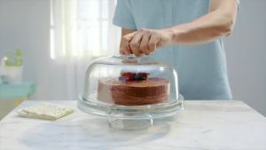 Libbey Selene 6 in 1 Cake Stand Punch Bowl Unique Space Saving Glass Cake Stand with Dome Multi Purpose Cake Stand with Cover To Serve Snacks and More