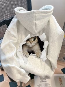 เสื้อสเวตเตอร์มีฮู้ดผ้าขนแกะสีเทาสำหรับผู้หญิง ฤดูใบไม้ร่วง/ฤดูหนาว 2025 ใหม่ พร้อมฮู้ด แขนยาว ปกติ คอตั้ง ปกติ เสื้อผ้าทำงานสไตล์เกาหลี