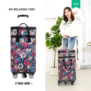 Portable Insulated Shopping Bag with Pull Rod Vegetable Buying Hand-Pulled Cart Foldable Shopping Cart with Universal Wheels
