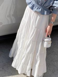South Korea Chic High Waist Tiered Skirt Womens Spring and Summer New Arrival Sweet Gentle Big Skirt Cover Slimming Long Dress