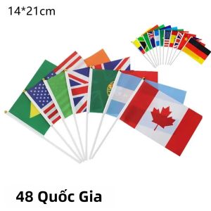 Cờ Quốc Gia Hai Mặt Bằng Polyester Cầm Tay Mini Có Cán Nhựa - Cờ Thế Giới Quốc Tế Để Trang Trí