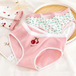 KUCHAR Bộ 5 chiếc quần lót nữ màu xanh Quần sịp giữa eo quần lót cotton nơ ren Quần lót của cô gái ngọt ngào