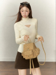 YIKEXIAOYEMEI | Áo Sweater Knit Cổ Cao Tay Dài Đẹp