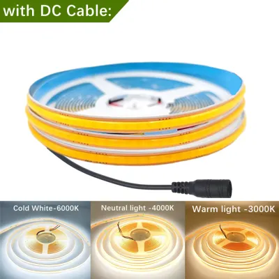 DC12V/24V COB LED Strip 400/528LEDs/M Free Cut Flexible Tape 0.5-10M Warm/Natural/Cool White Linear Lighting for DIY Home Decor