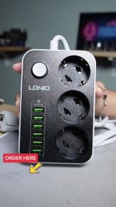 Stop Kontak LDNIO 3 Lubang 6 USB Charging Anti Static Model Colokan & 6 Port USB Charger | STOP KONTAK + Kabel 3 Lubang + 6 Port USB Charger Minimalis ~ Noah Online Store