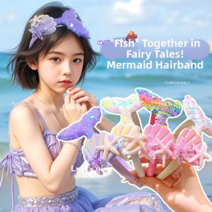 Adorable Mermaid Tail Hairband Baby Girl Summer Shell Headband Childrens Princess Headwear Female Toddler Hair Accessories