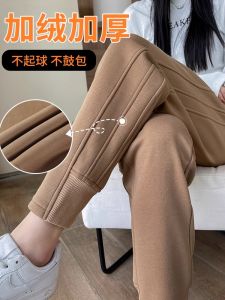 Womens Fleece Lined Harlan Sports Pants Casual Loose Trousers Autumn Winter High Waist Long Pants Commute Style Korean Fashion