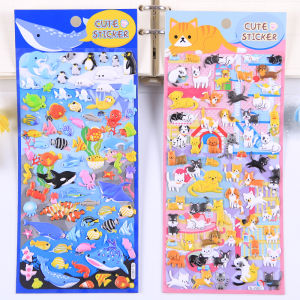 3D Mini Small Animal Three-Dimensional Stickers Marine Fish Puppy Penguin Forest Kids Handmade DIY Educational Stickers