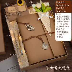Retro DIY Photo Album with Gift Box Handmade Leather Paper Memory Book Collection Ticket Album Recollections Gift