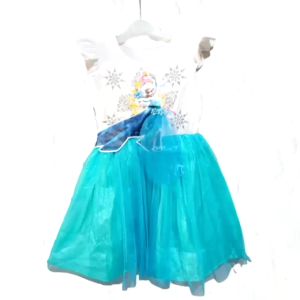 DRESS ANAK PEREMPUAN FROZEN 3D APLIKASI PATCH TILLE