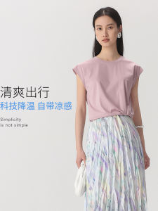 New 2025 Short Sleeve Base Shirt Small Waist Casual Versatile Slimming Oil Painting Half Skirt Summer Wear Comfortable Commute