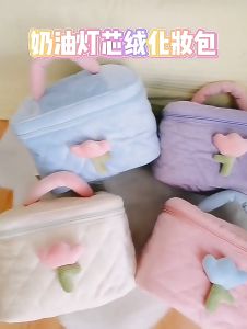 Túi Vải Đựng Đồ Trang Điểm Đính Hoa Tulip Nhiều Màu Dễ Thương Túi Xách Đựng Mỹ Phẩm Bằng Vải Nhung Có Quai Xách Tiện Lợi