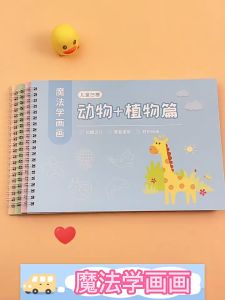 New 9pc Groove Animal / Vegetable / Plant Cartoon Baby Drawing Book Coloring Books for Kids Children Painting Libros Age 3-9 儿童简笔画画画练习幼儿小学综合线描画画凹槽练习本配可消失字迹重复练习