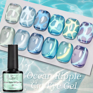 AWStorG 1-6pcs 7.5ml  Ocean Ripple Cat Eye Gel Nail Polish Aurora Flash Blue  Nude Glitter Color Magnet Nail Art Gel Salon Nails