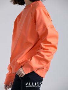 Loose Fit round Neck Sweatshirt Jacket Womens Spring Autumn New Style Solid Color Shoulder Insertion Sleeve Long Sleeve Cotton Polyester Blend