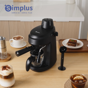 Simplus×Outlets Simplus เครื่องชงกาแฟ เครื่องชงกาแฟขนาดเล็กแบบอิตาเลียน ระบบสกัด 5 Bar   หม้อแก้วบอโรซิลิเกตสูง  แบบปุ่มใช้งานง่าย  ถังเก็บน้ำ 300 มล. Coffee Machines KFJH017BK00