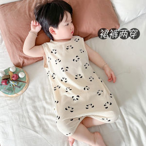 Summer Childrens Onesie Sleepwear Sleeveless Thin Cotton Romper Baby Girls Belly Protector Warmth Preventing Vest Nightgown