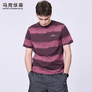Mark Fairwhale | Cool Stripe Trendy Embroidery Short Sleeve T-shirt