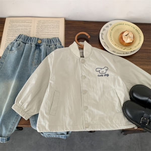 Childrens Baseball Jacket 2025 Autumn New Style Doggie Casual Top Little Kids Korean Style Open Cardigan Trendy Baby Coat