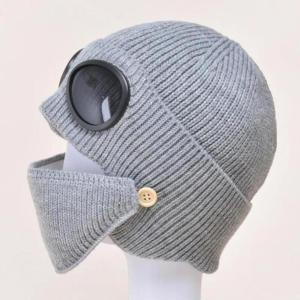 1 Pcs Autumn And Winter New Pilot Glasses Ear Protection Hat With Velvet Warm Wool Hat Womens Korean Knitted Hat Mask