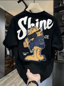 Áo Thun Cổ Tròn in Họa Tiết Mỹ Mùa Hè 2024 Dáng Rộng Thoải Mái Thời Trang Đa Năng Cho Cặp Đôi Áo Thun Cotton Dài Tay Thường Ngày