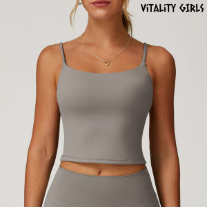 Vitality Girls Fleece Yoga Tank Top Womens Sports Outfit Fitness Clothes Strap Slimming Appearance with Chest Pad