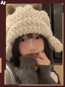 Mũ Len Lông Cừu Tai Mèo Dày Dặn Giữ Ấm Tai Phong Cách Hàn Quốc Dễ Thương