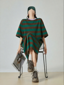 XIAODADEHUA | Vintage Stripes Color Block Loose Casual Dress