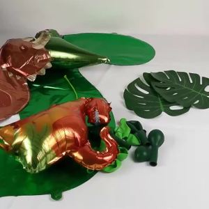 21pcs Dinosaur Balloons Green Number Balloon Birthday Set Kids Baby Shower Jungle Roar Dinosaur Theme Party Decorations Supplies