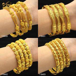 ANIID African Luxury Copper Bangles For Women Arabic Bridal Charm Bracelet Nigerian Wedding Gift Dubai Gold Plated Jewelry Party