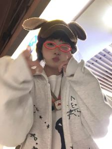 Kawaii Cat Star Thêu Khóa Kéo Áo Hoodie Nữ Rộng Rãi Fit Mùa Thu Mùa Đông Áo Khoác Ngoài Dễ Thương Phong Cách Đi Học Vải Tổng Hợp Dài Tay