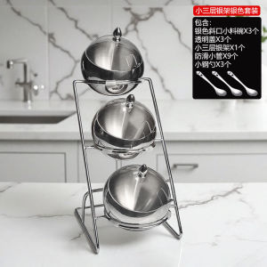 Stainless Steel Self-Service Container Hot Pot Seasoning Stand Small Dish Display Box with Covered Bowl Nordic Style Pure Color